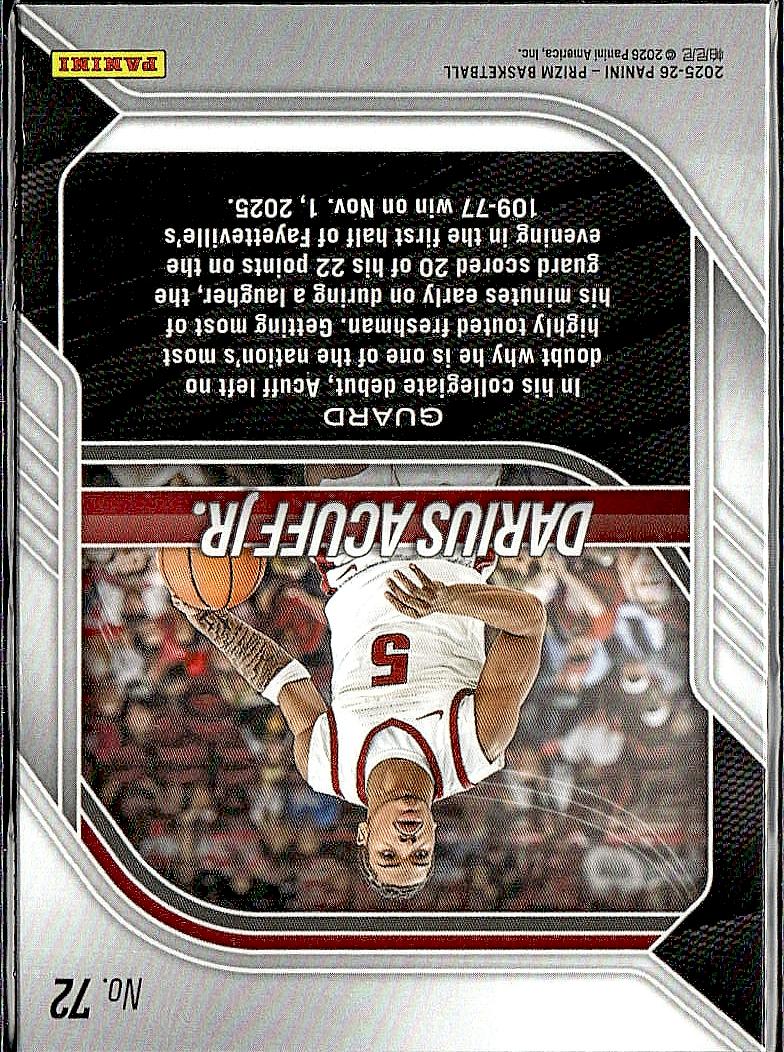 2025-26 Panini Prizm #72 Darius Acuff Jr.