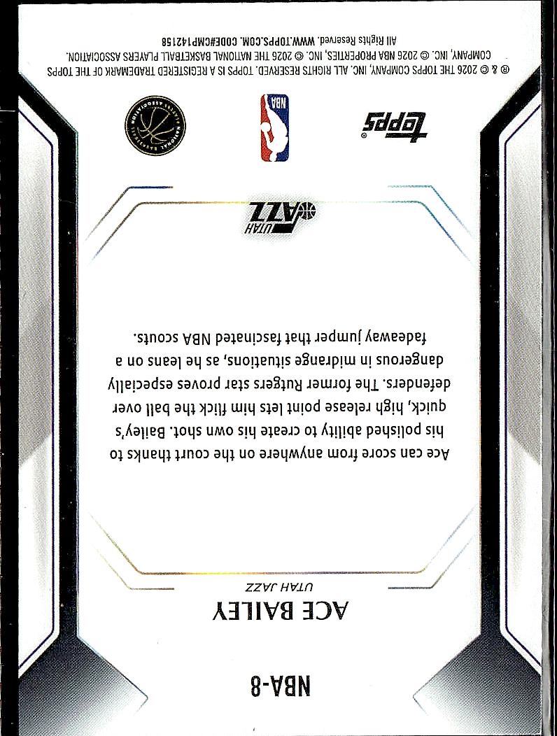 2025-26 Topps #NBA-8 Ace Bailey Topps Collector Kit