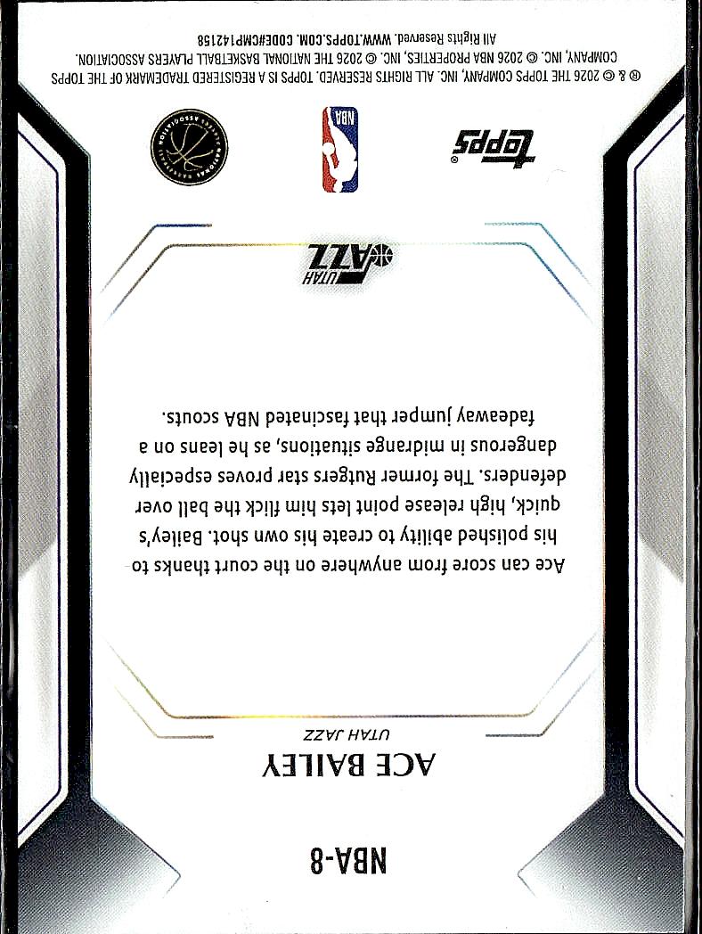2025-26 Topps #NBA-8 Ace Bailey Topps Collector Kit Wave