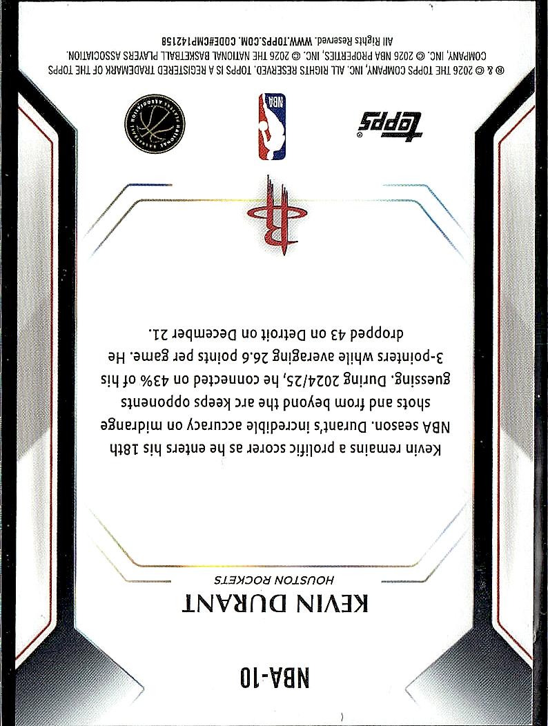 2025-26 Topps #NBA-10 Kevin Durant Topps Collector Kit