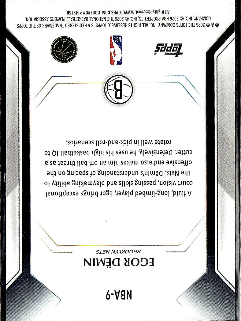 2025-26 Topps #NBA-9 Egor Demin Topps Collector Kit