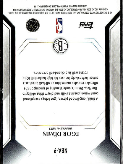 2025-26 Topps #NBA-9 Egor Demin Topps Collector Kit