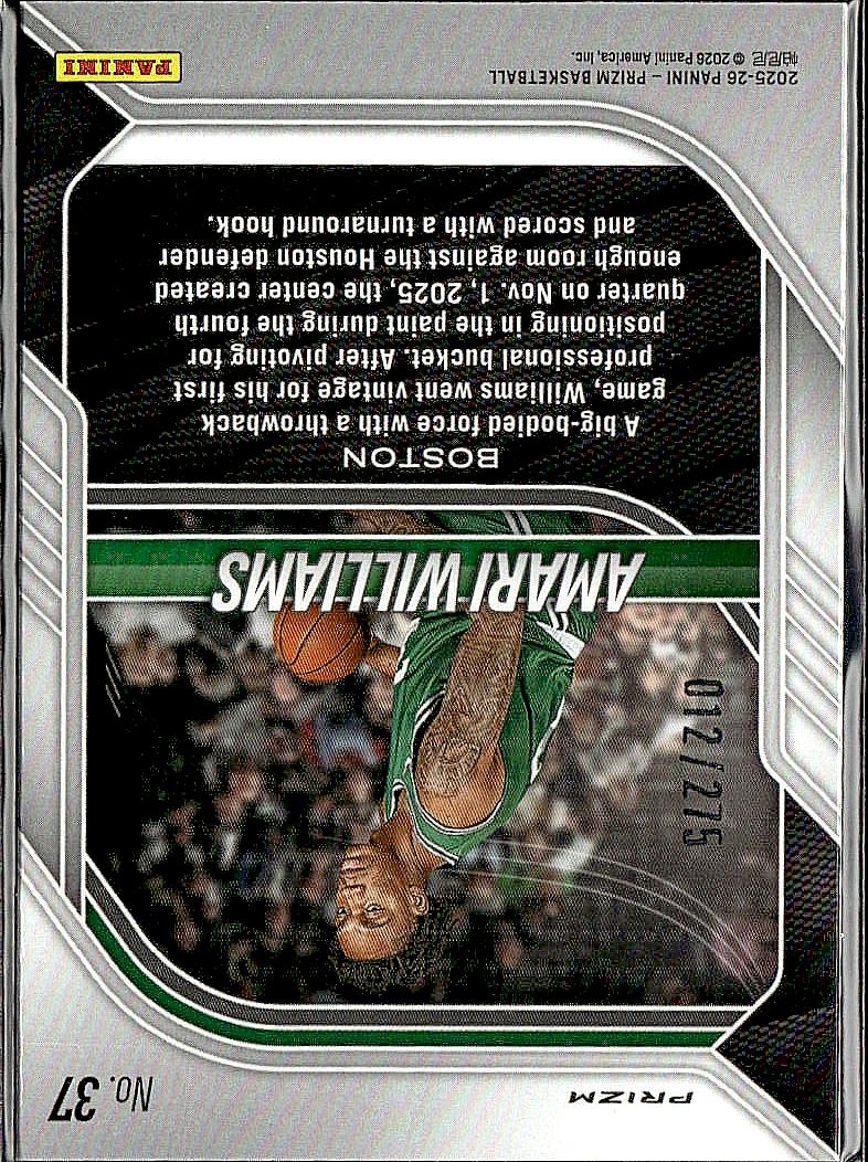 2025-26 Panini Prizm #37 Amari Williams Red Seismic Prizm #/275