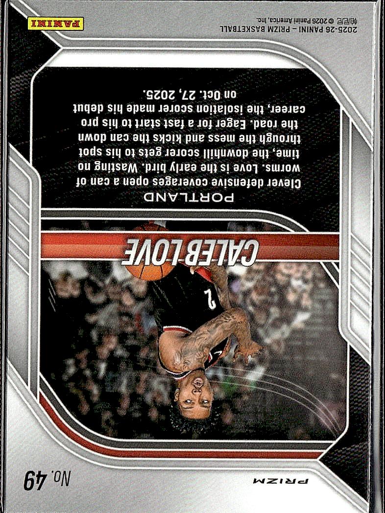 2025-26 Panini Prizm #49 Caleb Love Red Ice Prizm