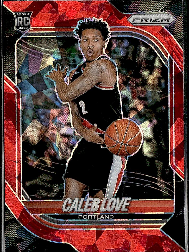 2025-26 Panini Prizm #49 Caleb Love Red Ice Prizm