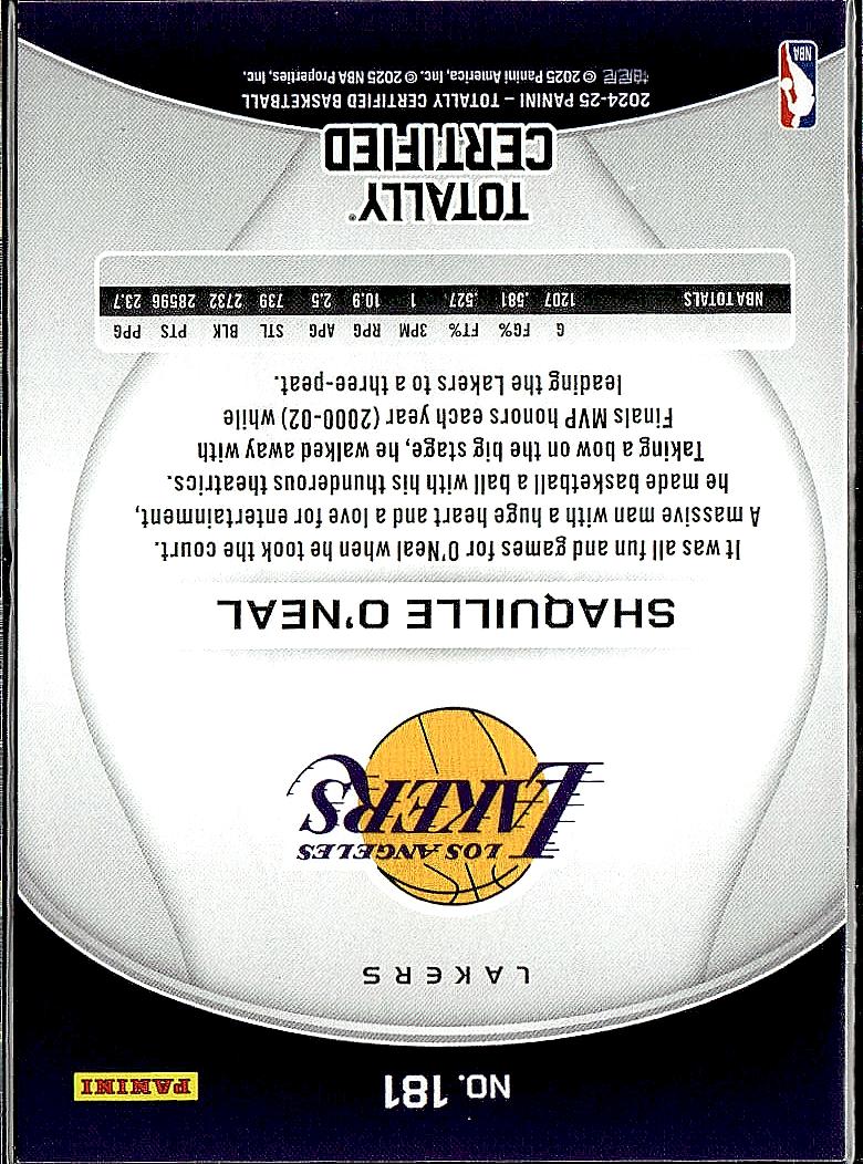 2024-25 Panini Totally Certified #181 Shaquille O'Neal