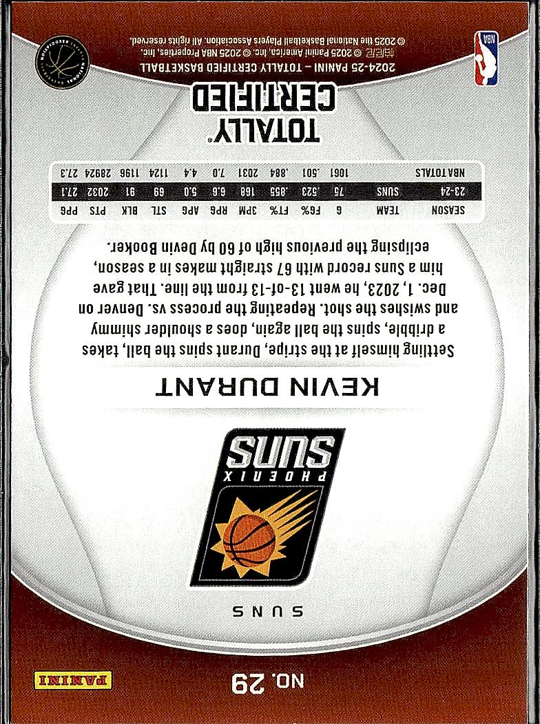 2024-25 Panini Totally Certified #29 Kevin Durant