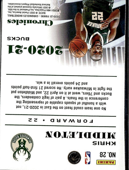 2020-21 Panini Chronicles #28 Khris Middleton Green