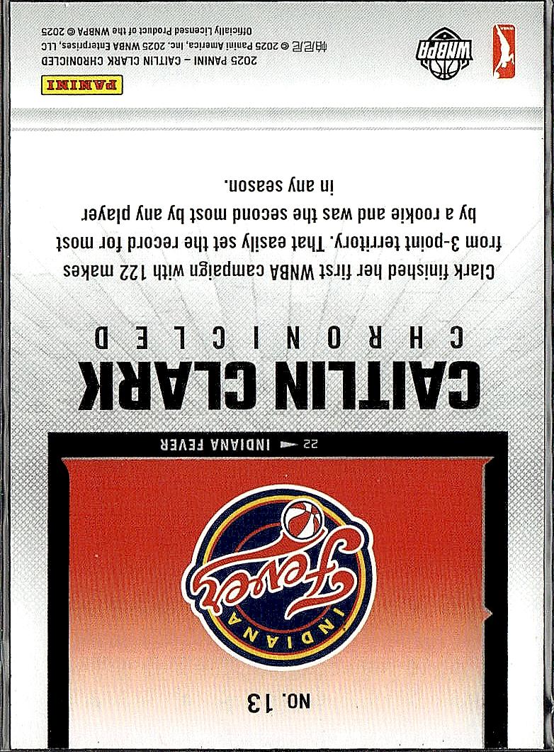 2025 Panini Caitlin Clark Chronicled #13 Caitlin Clark Holo