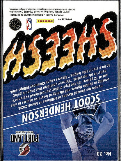 2023-24 Hoops Premium Stock #23 Scoot Henderson Sheesh Silver Prizm