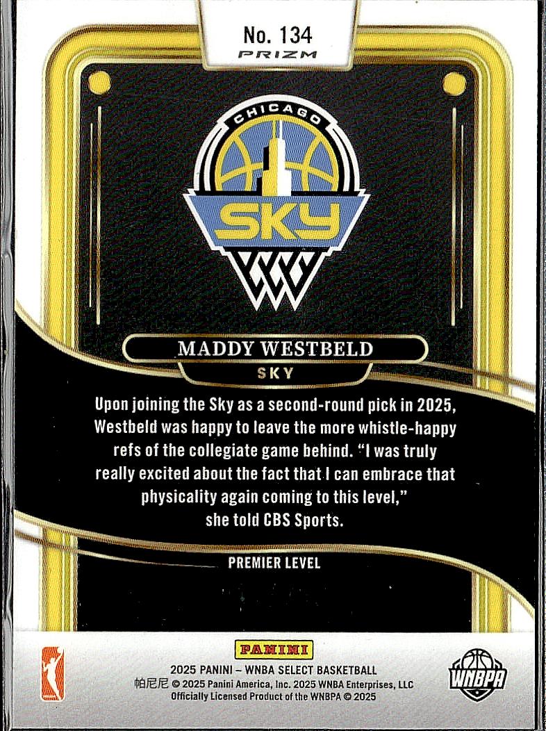 2025 Panini Select WNBA #134 Maddy Westbeld Red Ice Prizms #/299