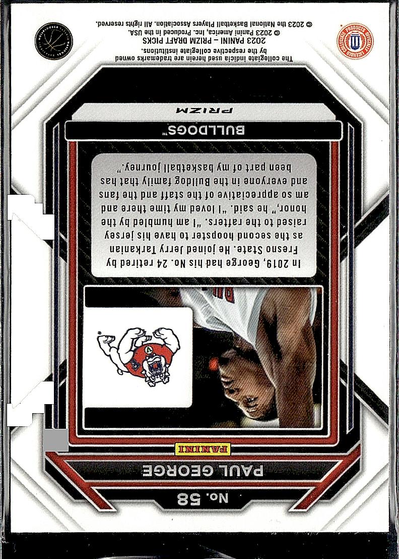 2023 Panini Prizm Draft Picks #58 Paul George Red Ice