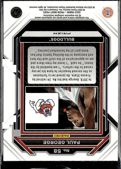 2023 Panini Prizm Draft Picks #58 Paul George Red Ice