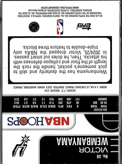 2025-26 Hoops #30 Victor Wembanyama Green Hoops