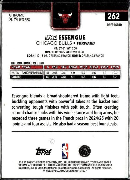 2025-26 Topps Chrome #262 Noa Essengue Refractor