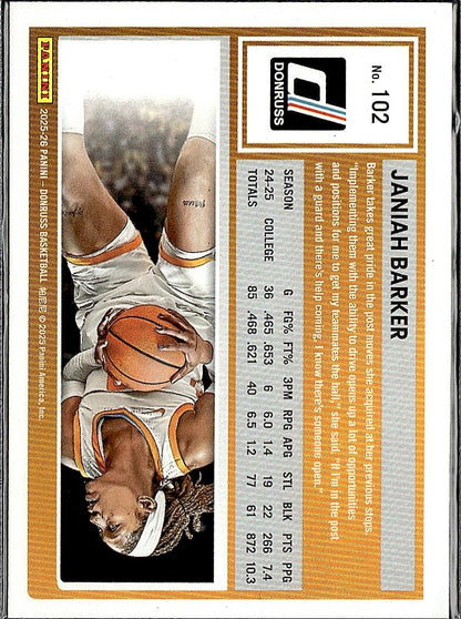 2025-26 Donruss #102 Janiah Barker Holo Green Laser