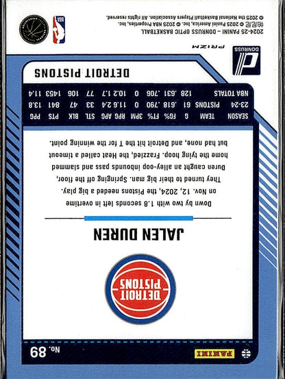 2024-25 Donruss Optic #89 Jalen Duren Blue Velocity
