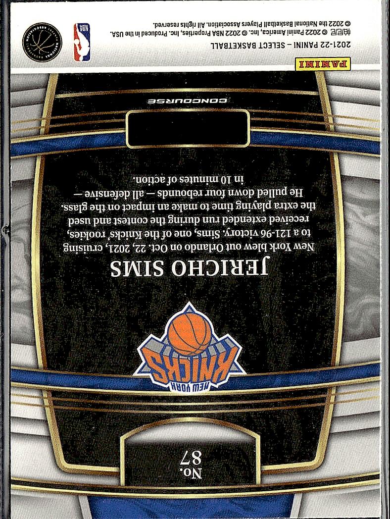 2021-22 Panini Select #87 Jericho Sims Blue (Retail Base)