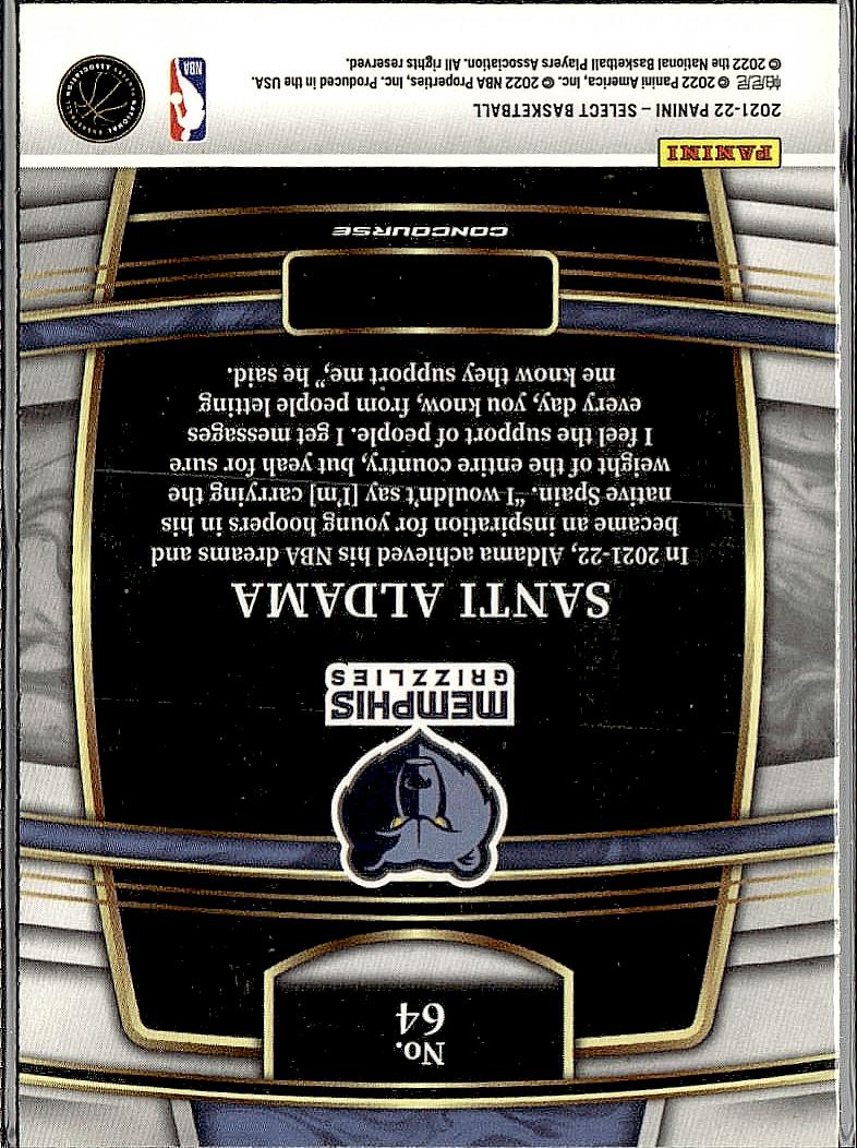 2021-22 Panini Select #64 Santi Aldama Blue (Retail Base)