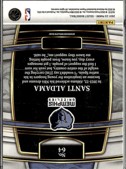 2021-22 Panini Select #64 Santi Aldama Blue (Retail Base)