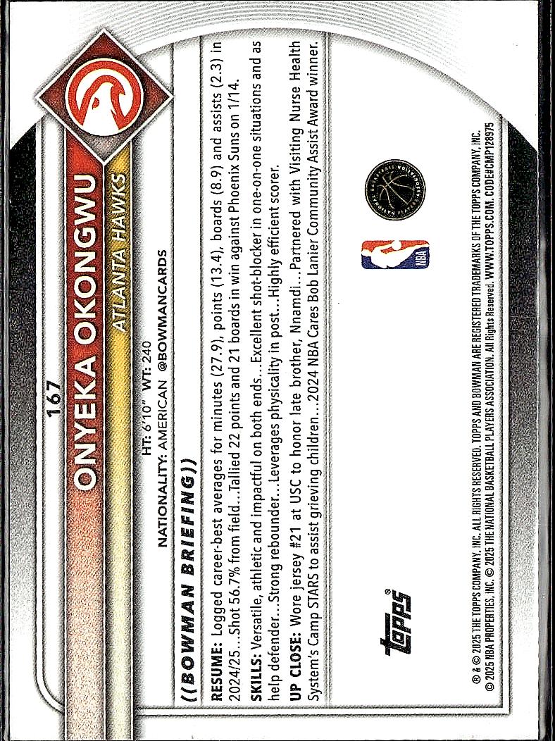 2025-26 Bowman #167 Onyeka Okongwu