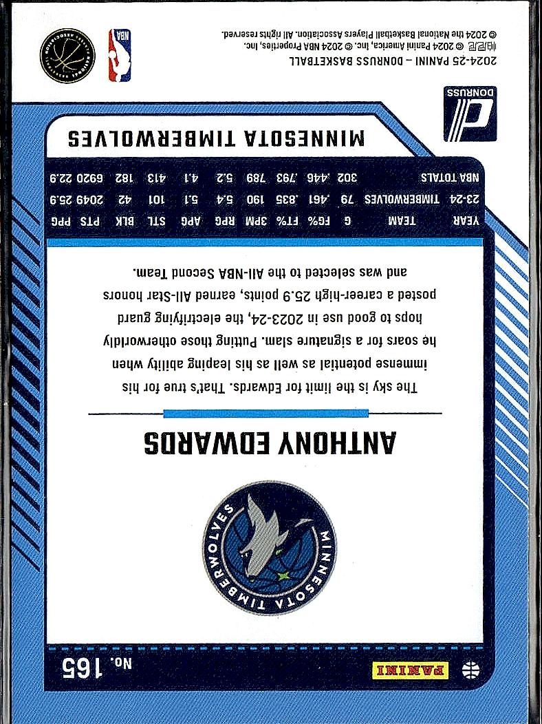 2024-25 Donruss #165 Anthony Edwards Holo Winter