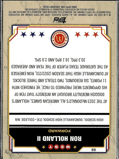 2025 Topps Chrome McDonald's All American #88 Ron Holland II