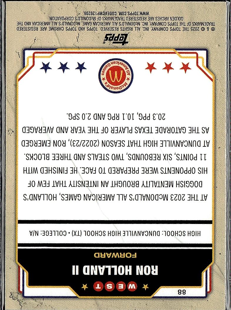 2025 Topps Chrome McDonald's All American #88 Ron Holland II