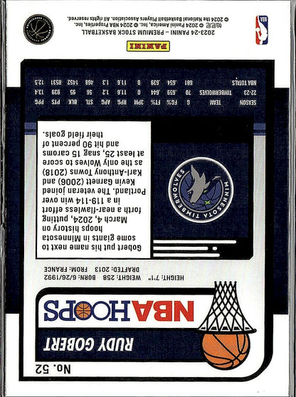 2023-24 Hoops Premium Stock #52 Rudy Gobert