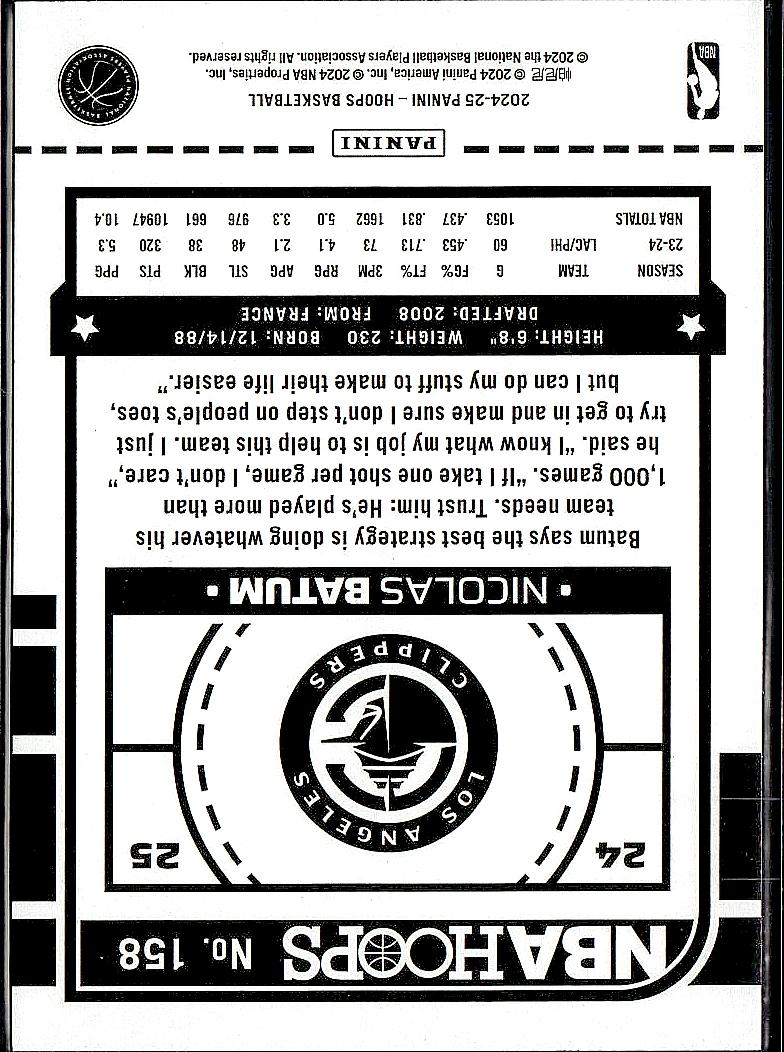 2024-25 Hoops #158 Nicolas Batum Blue