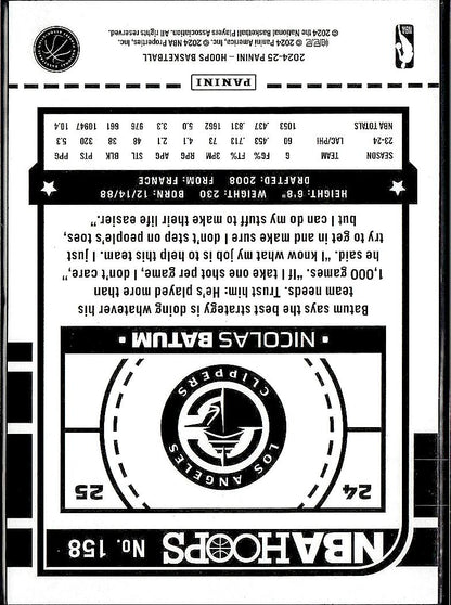 2024-25 Hoops #158 Nicolas Batum Blue