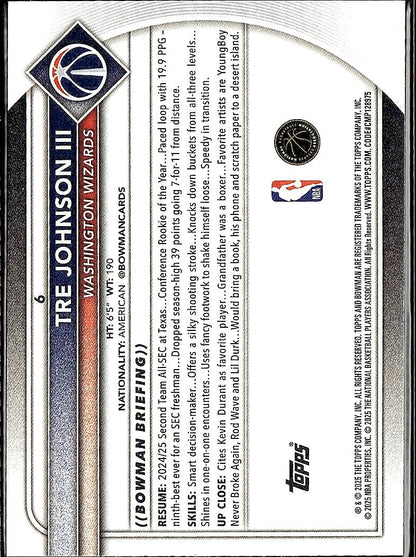 2025-26 Bowman #6 Tre Johnson III