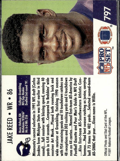 1991 Pro Set #797 Jake Reed
