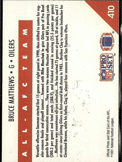 1991 Pro Set #410 Bruce Matthews