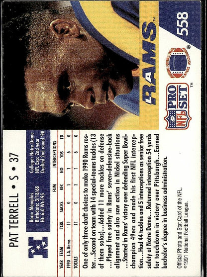 1991 Pro Set #558 Pat Terrell