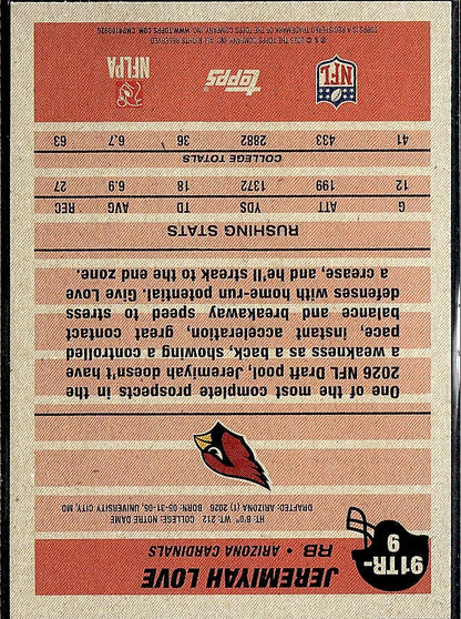 2026 Topps Flagship #91TR-9 Jeremiyah Love 1991 Topps Football Rookies
