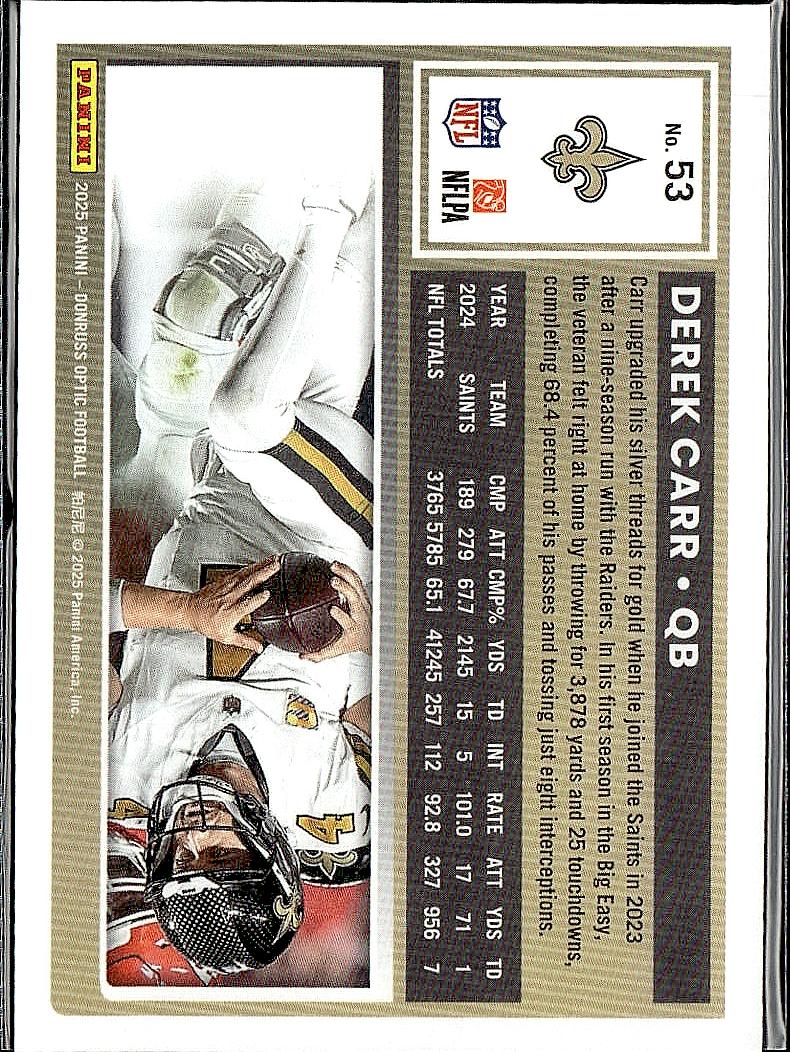 2025 Donruss Optic #53 Derek Carr