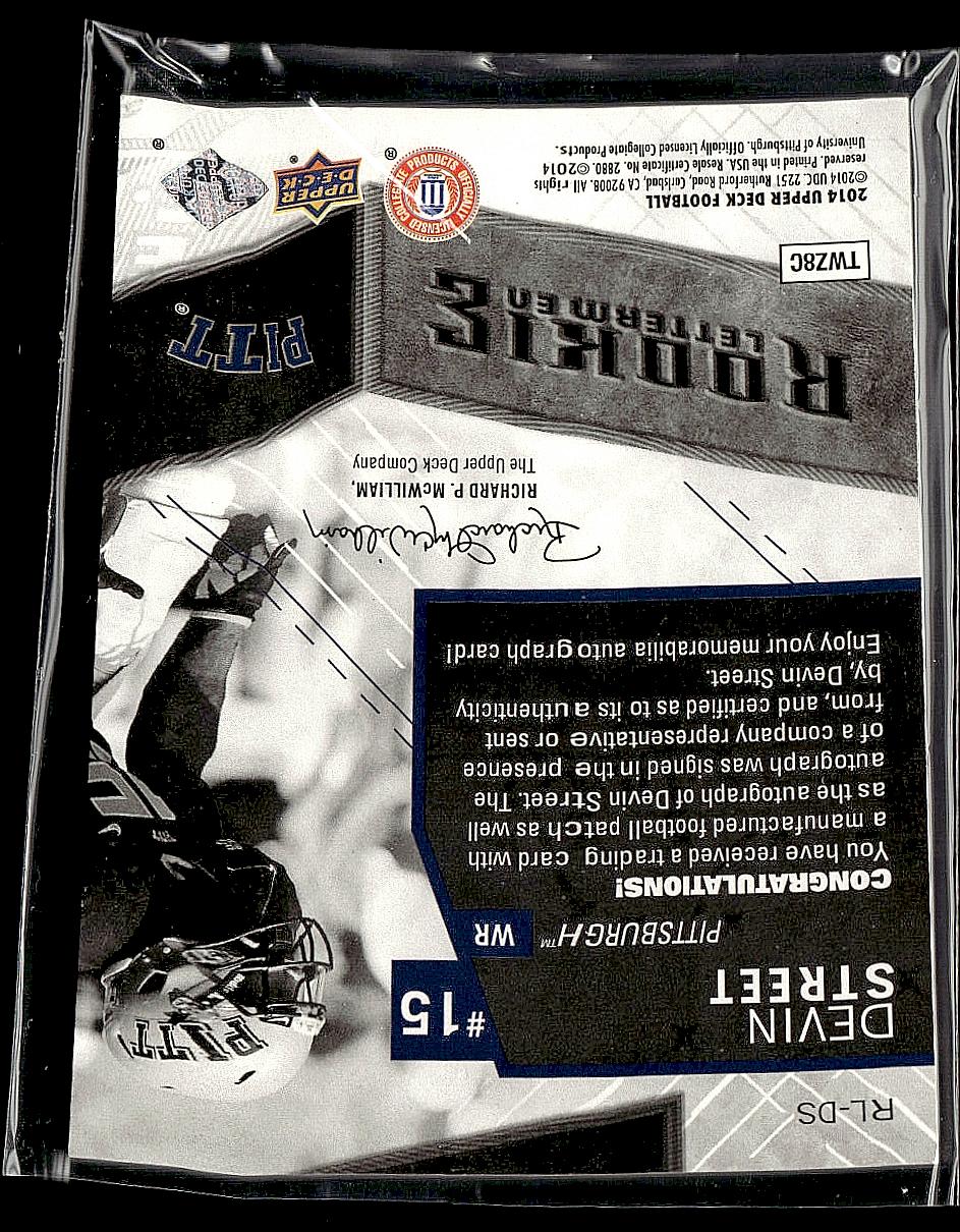 2014 Upper Deck #RL-DS Devin Street Rookie Letterman Autographs #/50