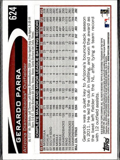 2012 Topps #624 Gerardo Parra