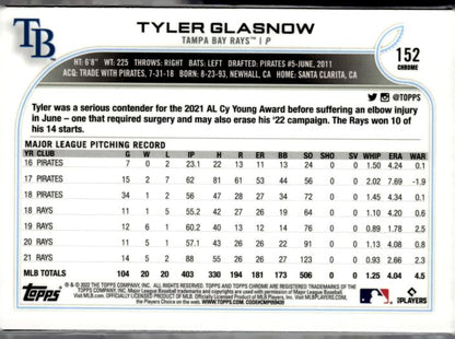 2022 Topps Chrome Sonic #152 Tyler Glasnow