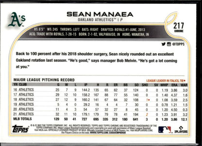 2022 Topps Chrome Sonic #217 Sean Manaea