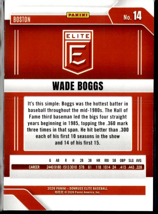 2026 Donruss Elite #14 Wade Boggs Green Disco