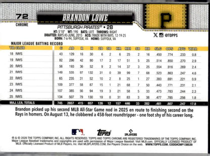 2026 Topps Chrome #72 Brandon Lowe