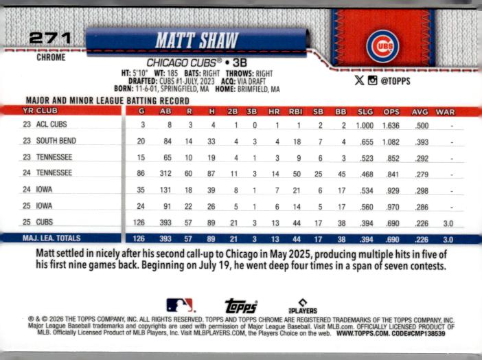 2026 Topps Chrome #271 Matt Shaw