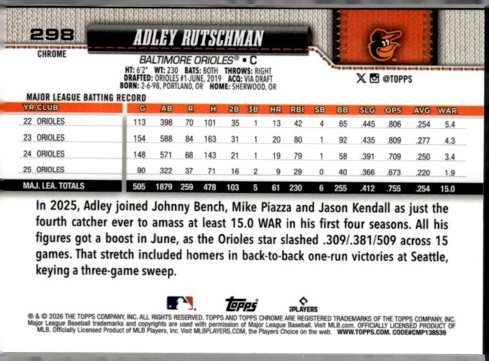 2026 Topps Chrome #298 Adley Rutschman