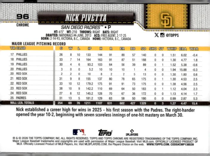 2026 Topps Chrome #96 Nick Pivetta