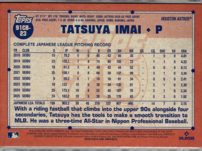 2026 Topps Chrome #91CB-23 Tatsuya Imai 1991 Topps Baseball 35th Anniversary