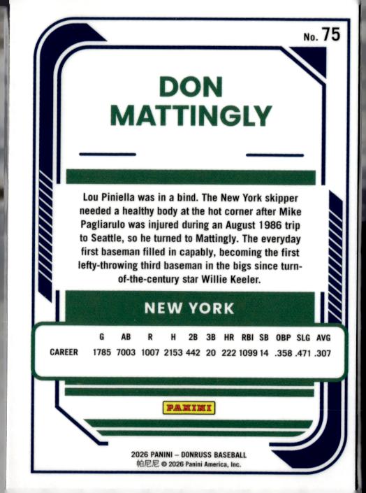 2026 Donruss #75 Don Mattingly Optic