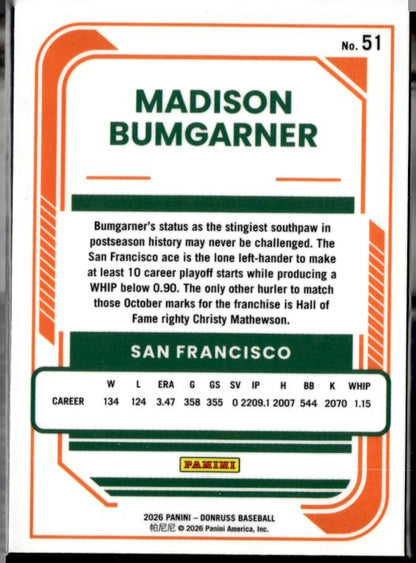 2026 Donruss #51 Madison Bumgarner Optic