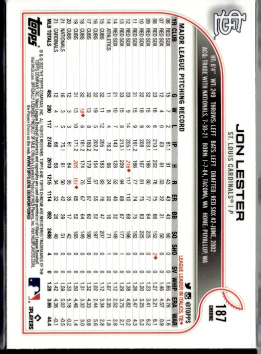 2022 Topps Chrome Sonic #187 Jon Lester